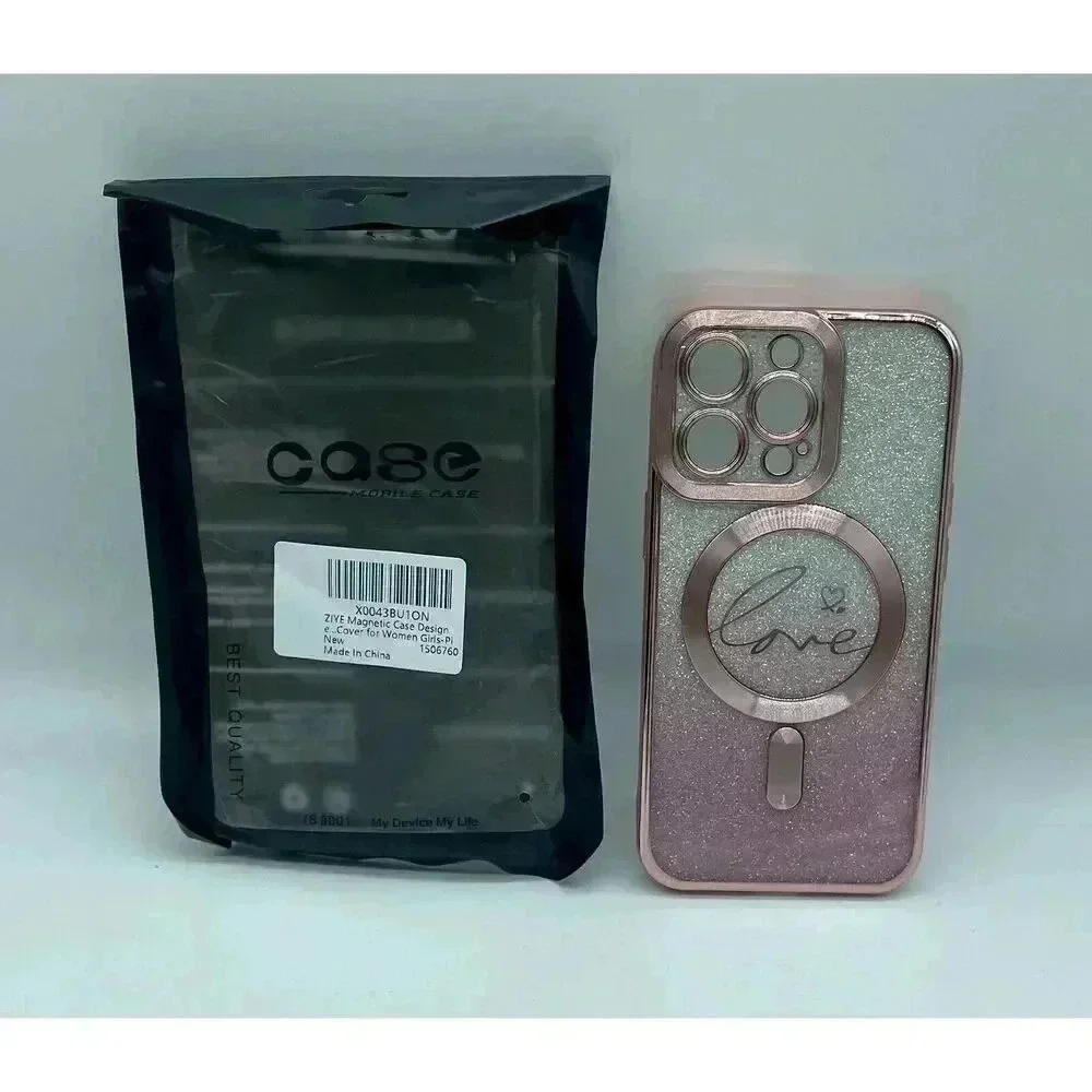 ZIYE Magnetic Case Designed‎ for iPhone 13 Pro Glitter Case Plating Love Heart
